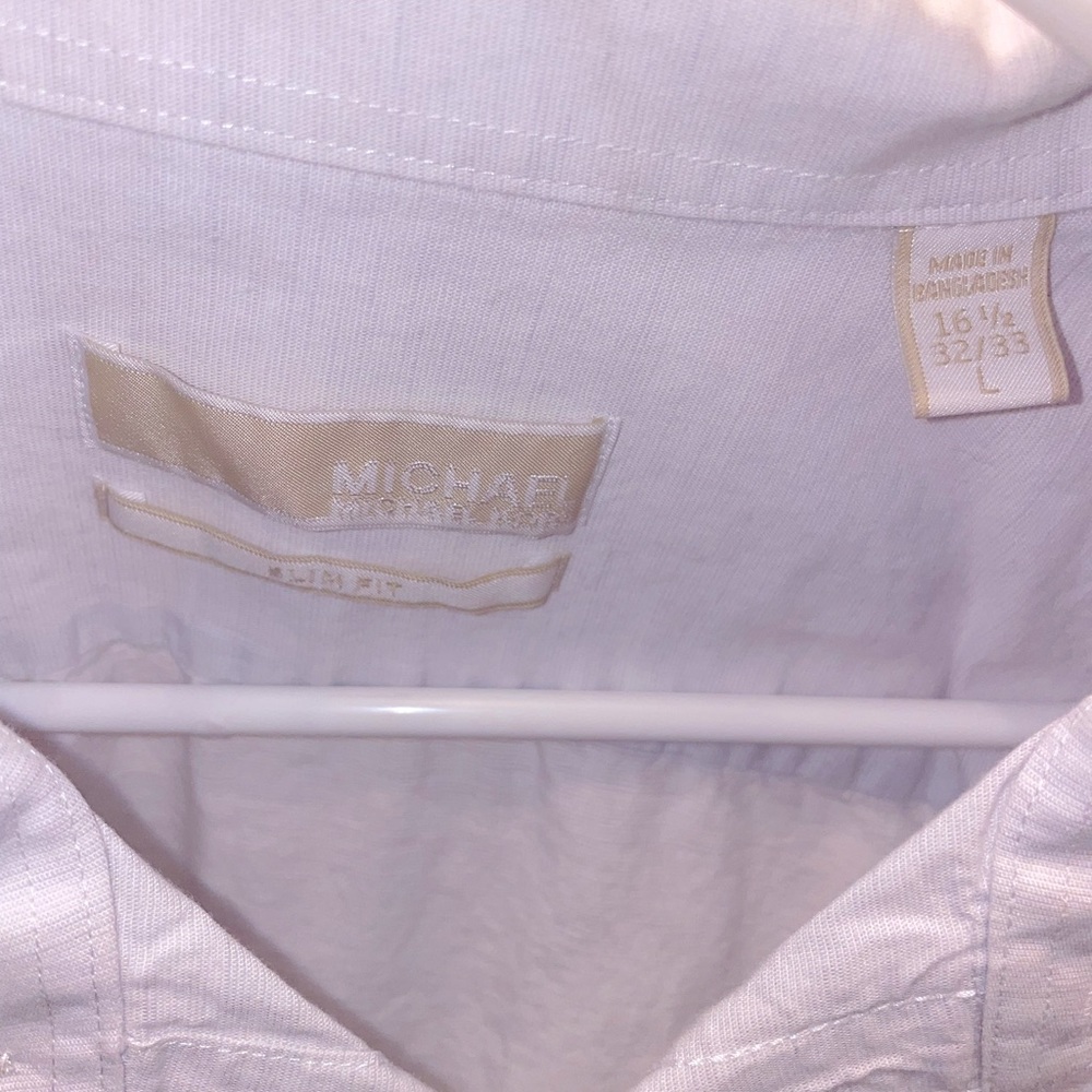 MICHAEL KORS Mens Slim-Fit Stretch-Cotton Dress Shirt Size Large